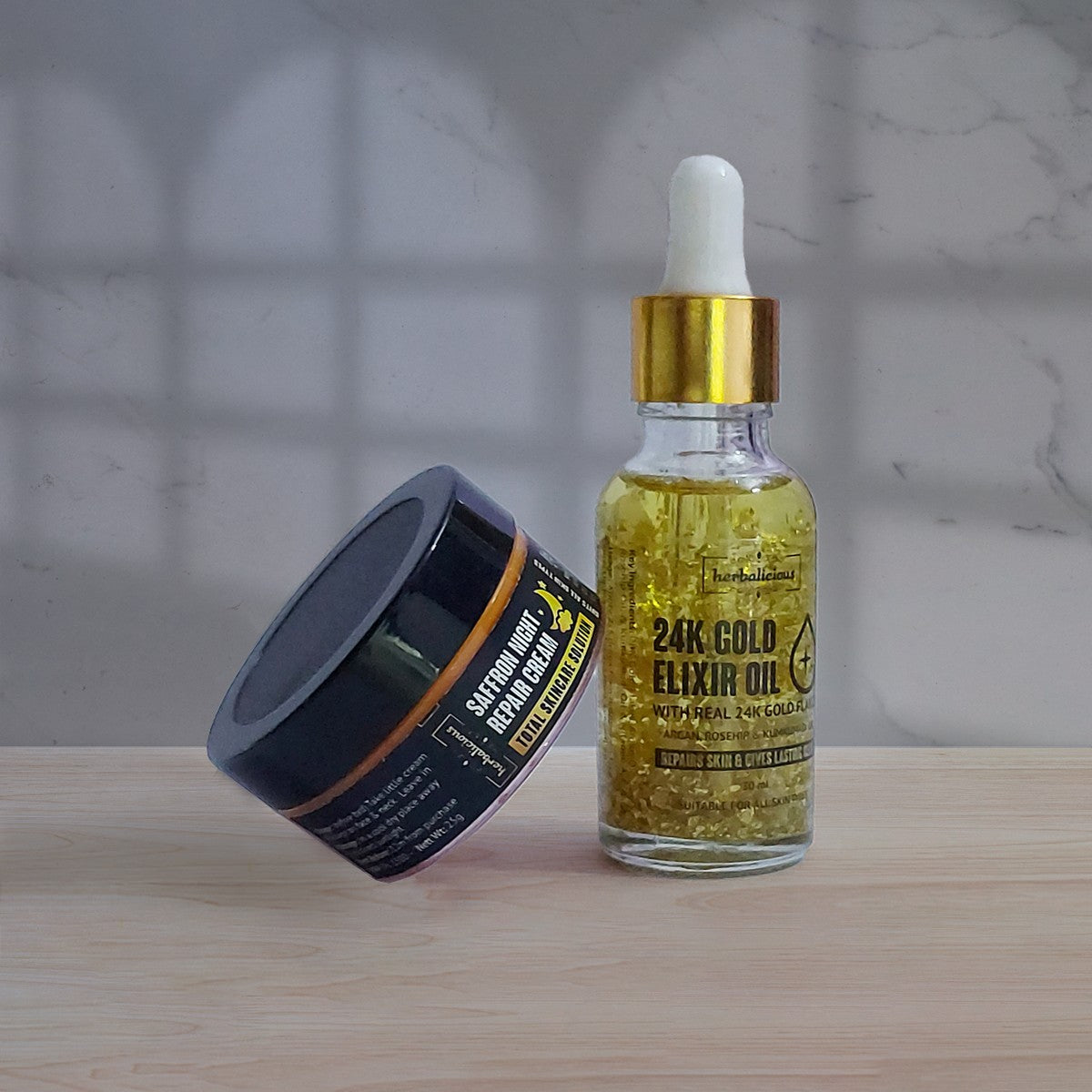 Saffron Night Repair Cream & 24K Gold Elixir Oil