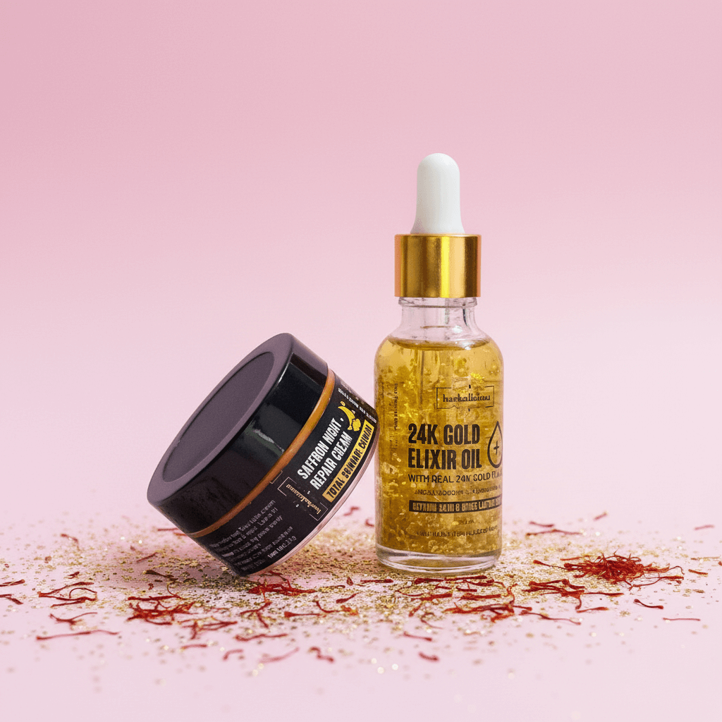Saffron Night Repair Cream & 24K Gold Elixir Oil